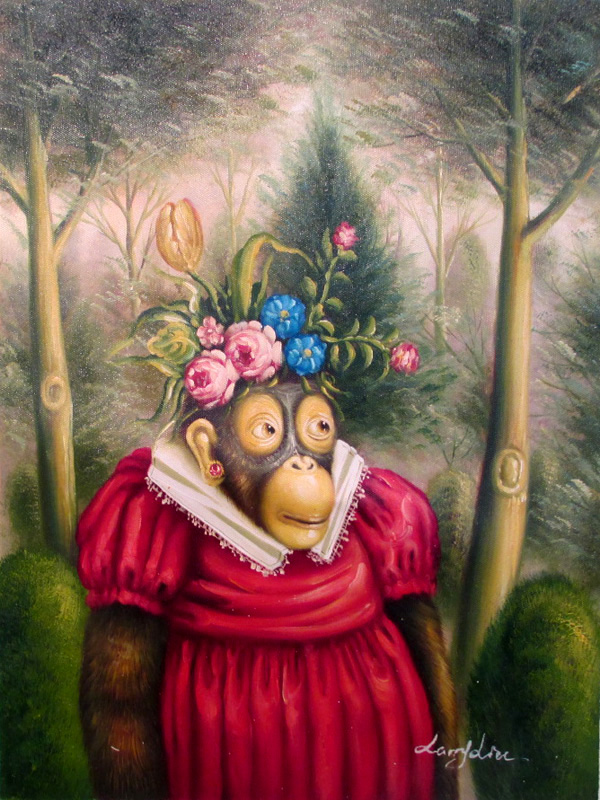Monkey Wearing a Red Skirt