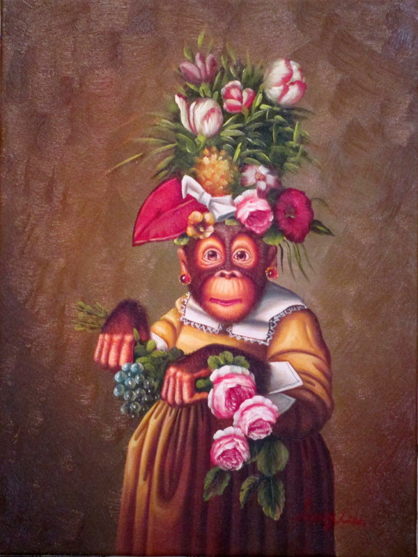 Monkey with flowers