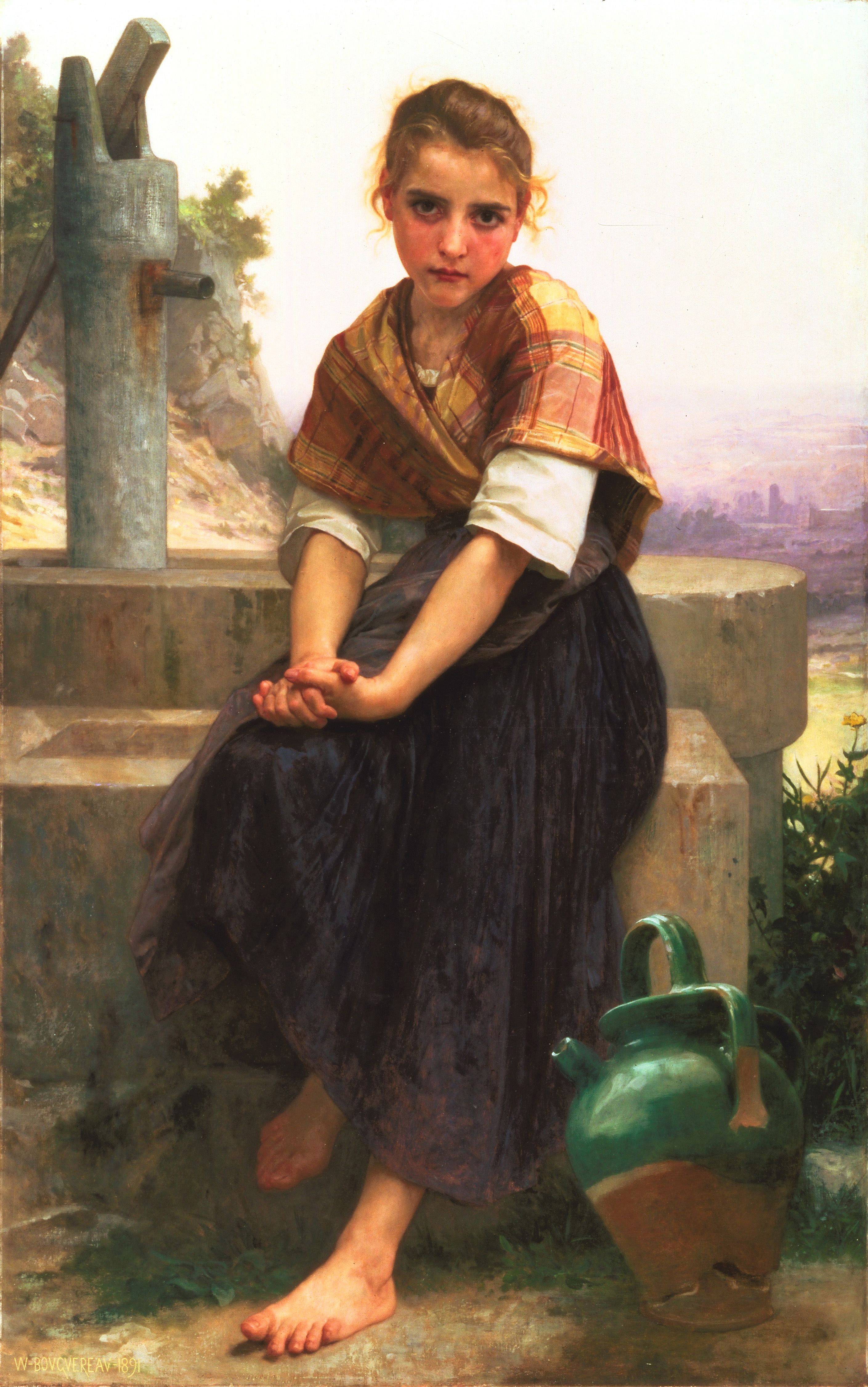 William Bouguereau,The Broken Pitcher, 24x36 inches