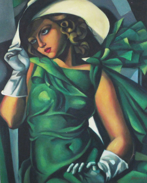Young Lady with Gloves, Reproduction of T. de Lempicka by Zhou Wei