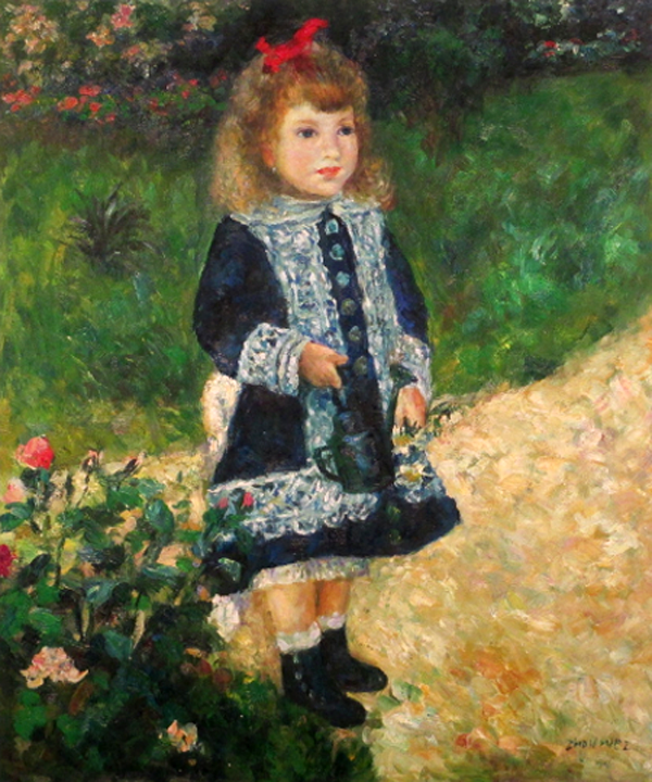 A Girl with a Watering Can,studying Renoir,  by  Zhouwei 