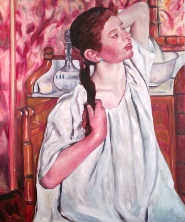 Girl Finishing Her Hair, Study of Mary Cassatt By JW