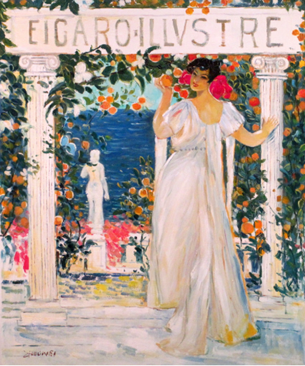 A lady in a flower garden