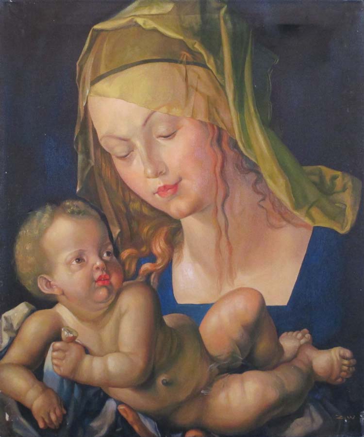 Madonna and child, studying old painting   by  Zhouwei 