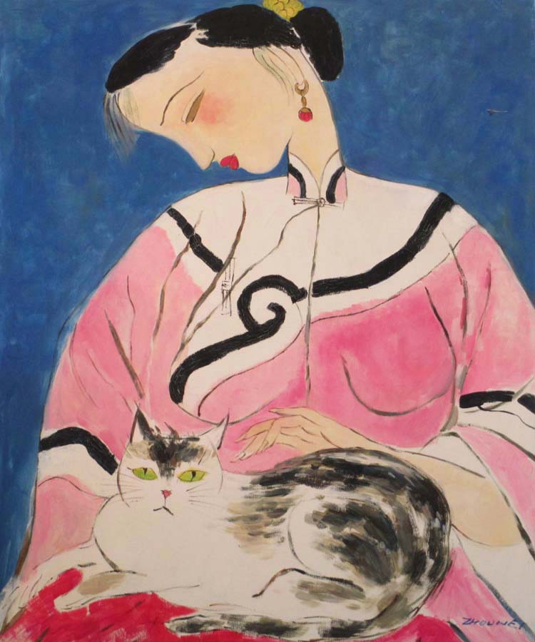 Girl with cat  by  Zhouwei 