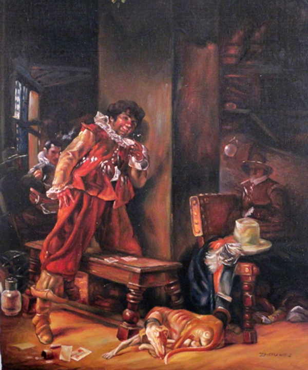 Studying of an old painting,  by  Zhouwei 
