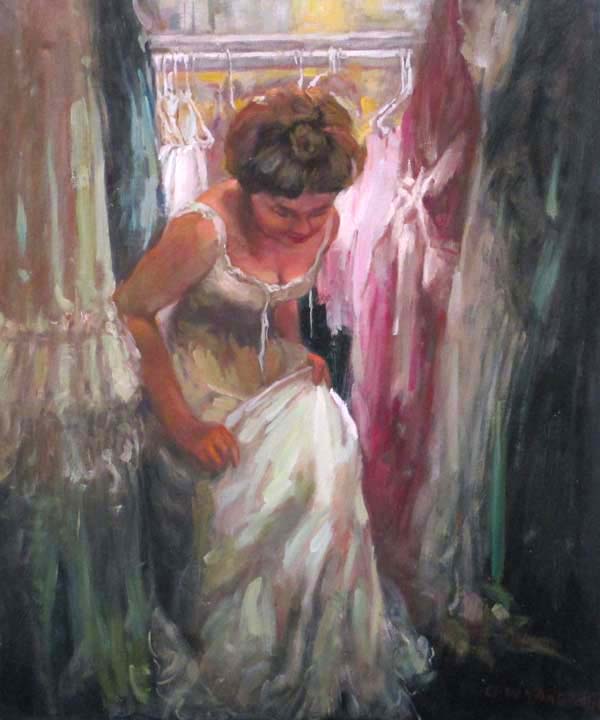 A young lady in dressing