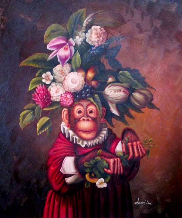 Monkey with flowers