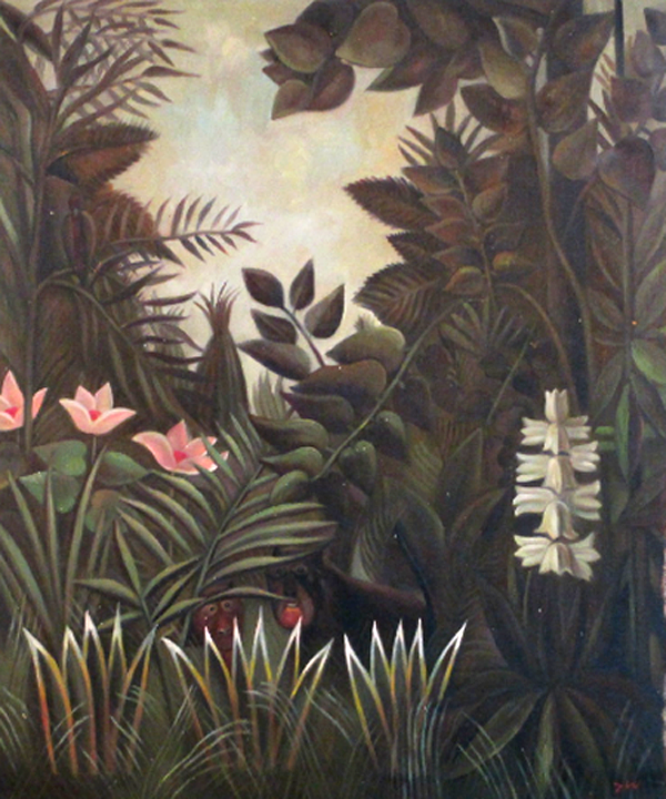 Forest, studying old painting by  Zhouwei 