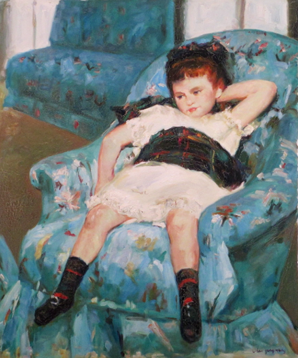 Little Girl in a Blue Armchair, Study of Mary Cassatt, By CYM