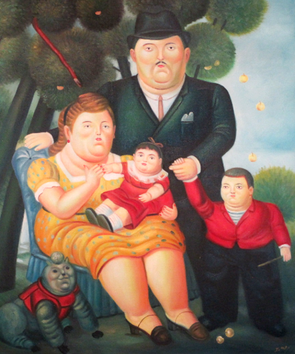 Family, studying Botero, by JW