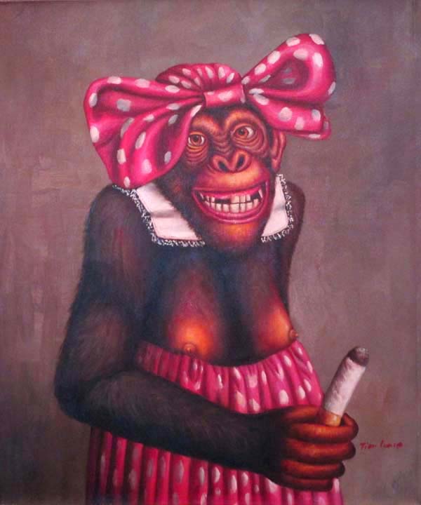 Monkey in Red Dress