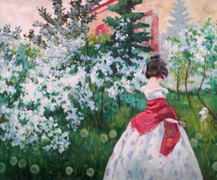 White Flower and A Young Lady