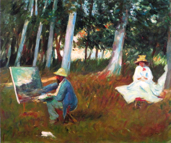 Painter and his wife,studying an old painting, by JW