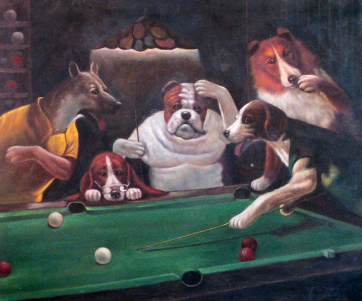 Dogs and Pool Table