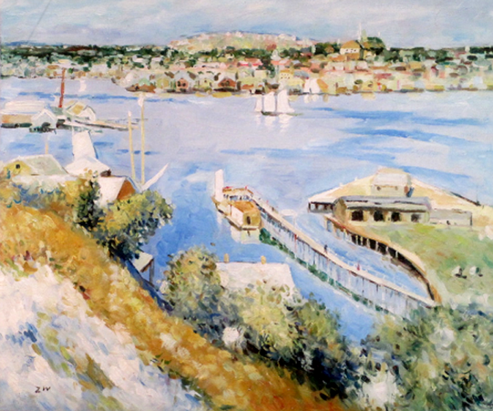 Studying an old painting  by  Zhouwei 
