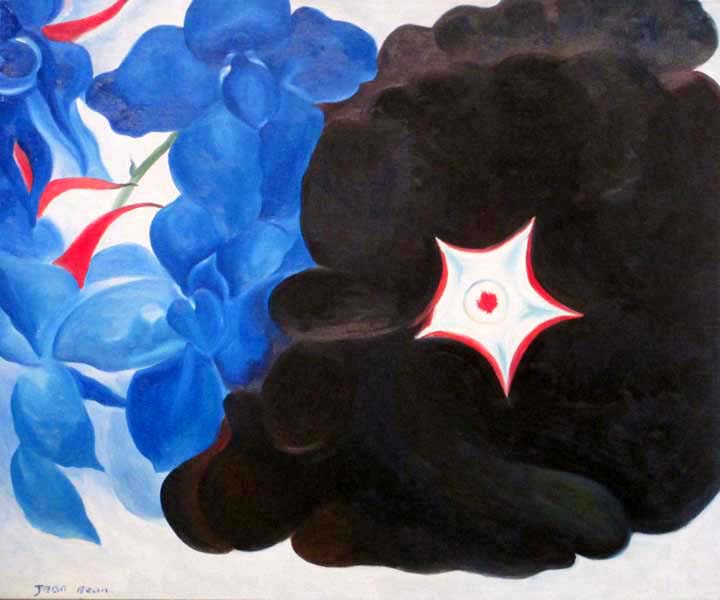 Black Hollyhock Blue Lakespur ,studying O&lsquo;keeffe