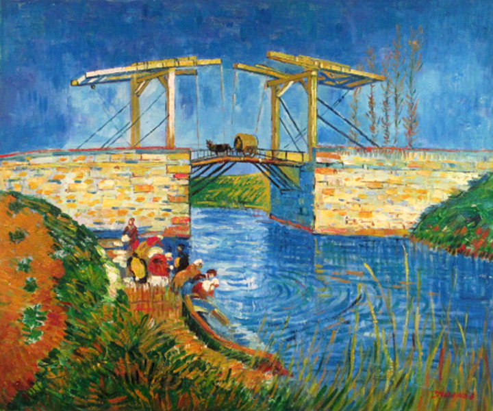 A cart cross the bridge, studying Van Gogh