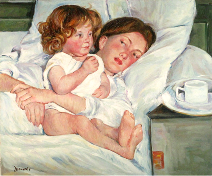 Breakfast in Bed, Study of Mary Cassatt By Zhw