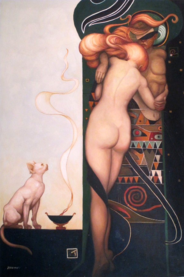 Nude and a dog