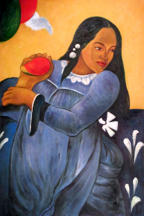Woman with a Mango, Studying Paul Gauguin, by Liyi