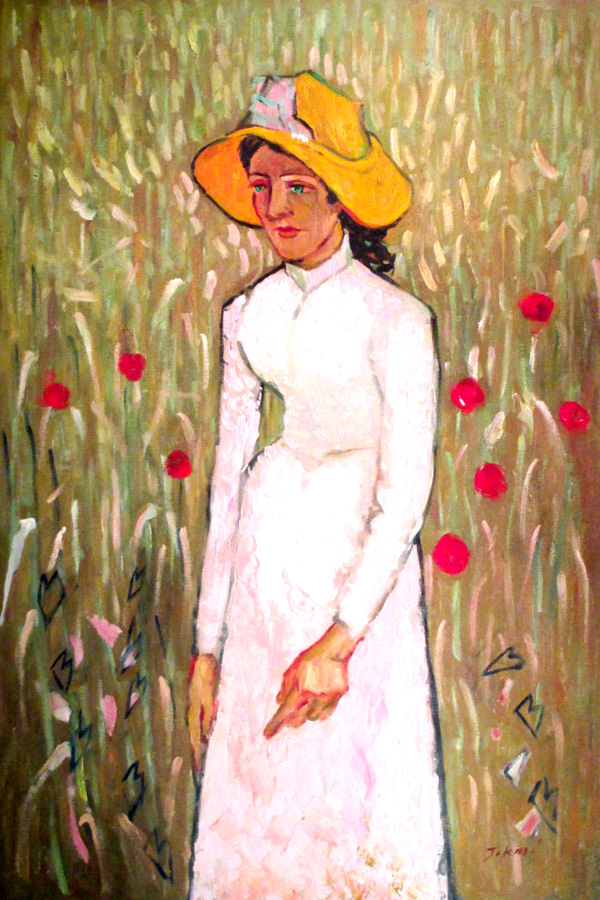 Woman In A Wheat Field With Poppies