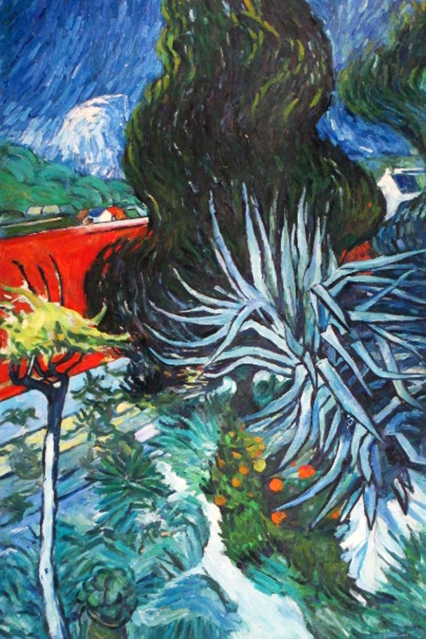 Dr. Gachet's Garden in Auvers, studying Van Gogh, by JW