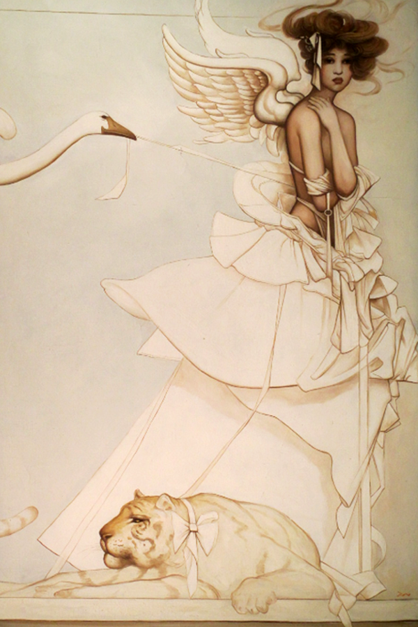 Lady and swan