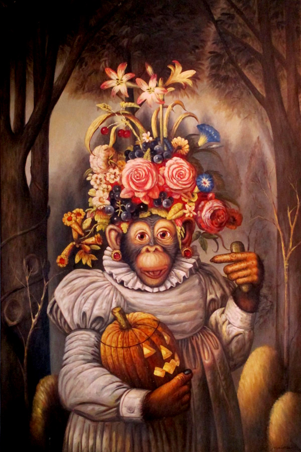 Monkey in Flower Hat