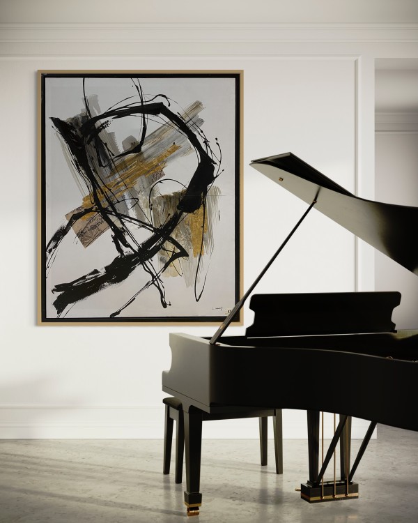 Abstract Gesture with Gold Accents