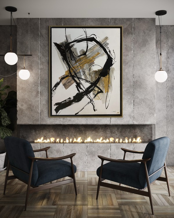 Abstract Gesture with Gold Accents