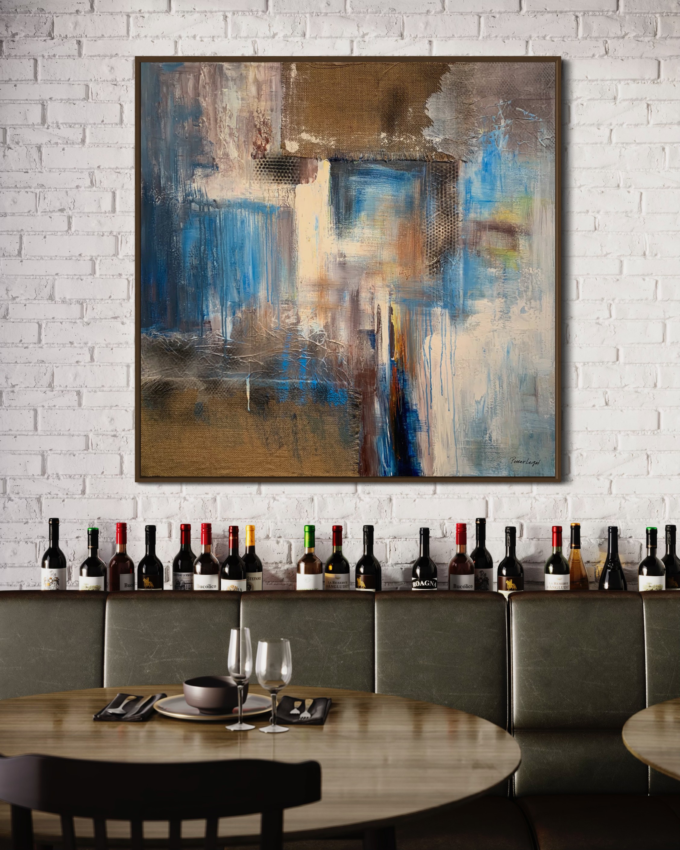Abstract Color Block Painting: Modern Collage Art