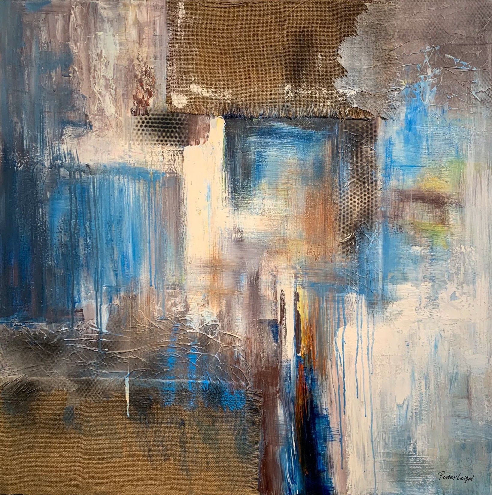 Abstract Color Block Painting: Modern Collage Art