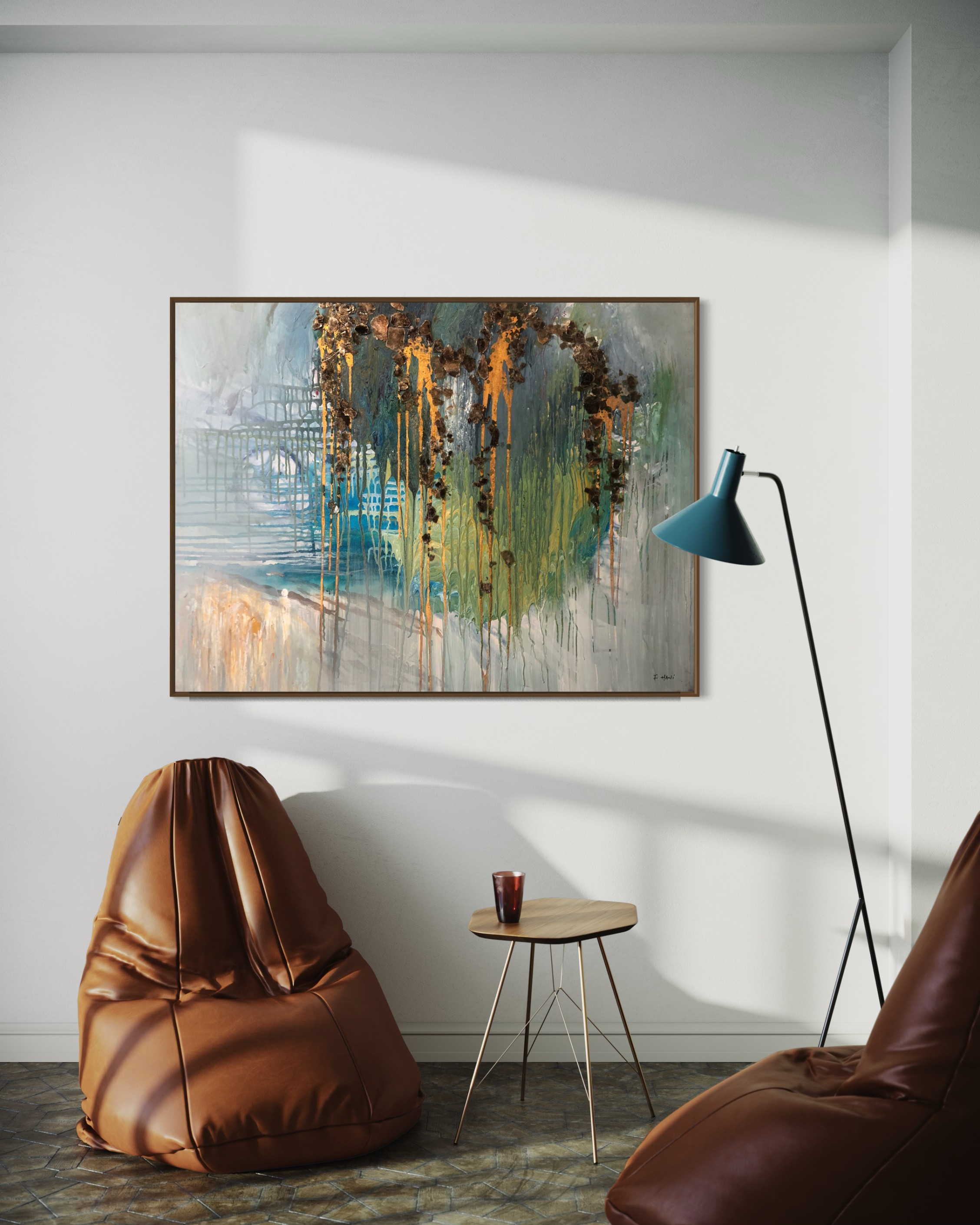 Blue Green Abstract Painting: Nature Inspired Original Art
