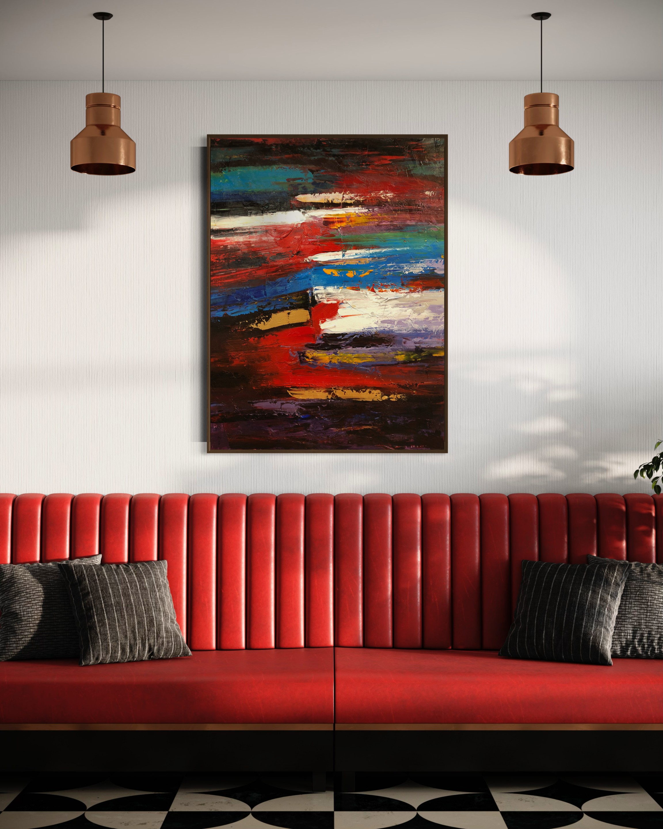 Original Abstract Painting: Vibrant Color Wash, Modern Art