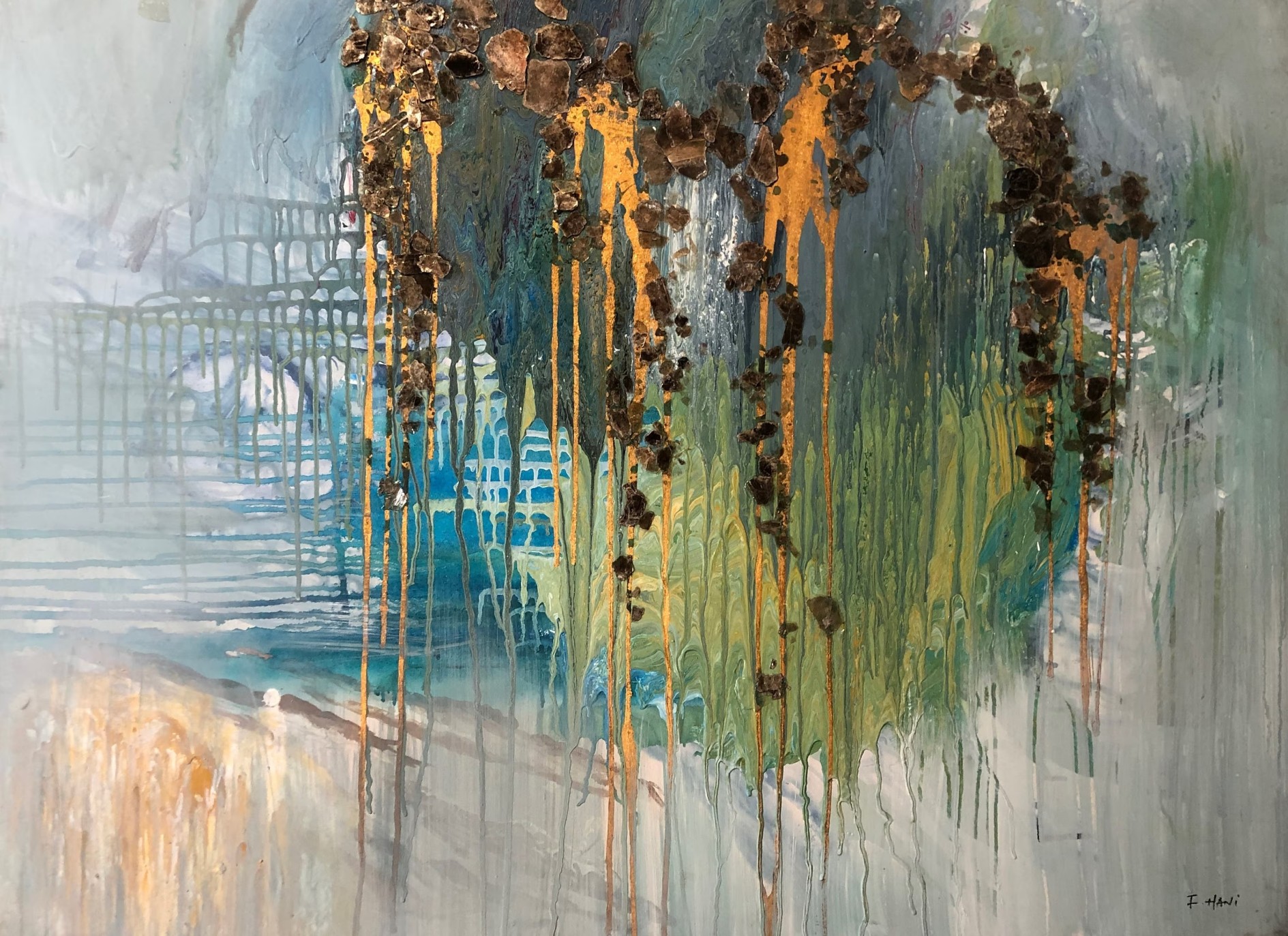 Blue Green Abstract Painting: Nature Inspired Original Art