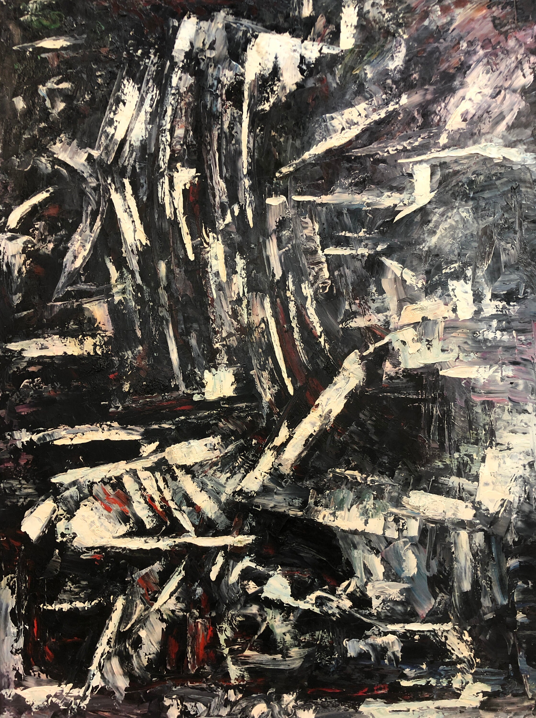 Abstract in Black, White, and Red