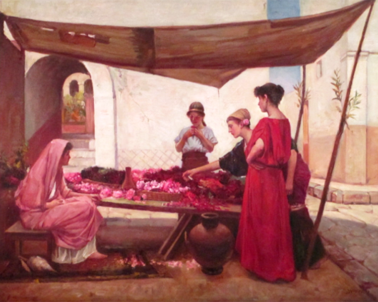 Village market,studying Waterhouse   by  Zhouwei 