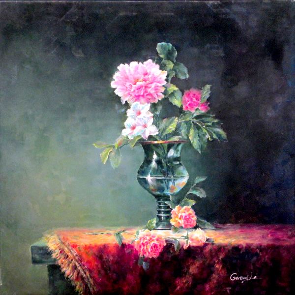 Glass vase with Flower by Geremi Le