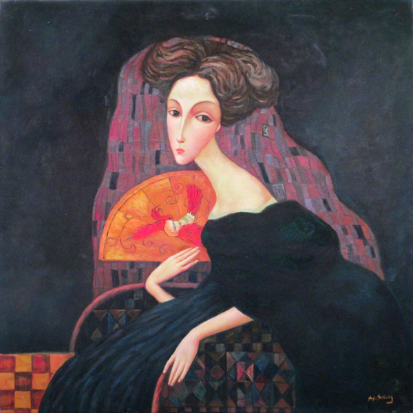 Reproduction print on canvas