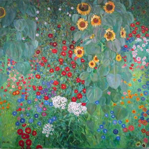 Cottage Garden with Sunflowers by Gustav Klimt (Reproduction)