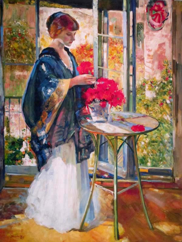 Woman with flower,  by  Zhouwei 