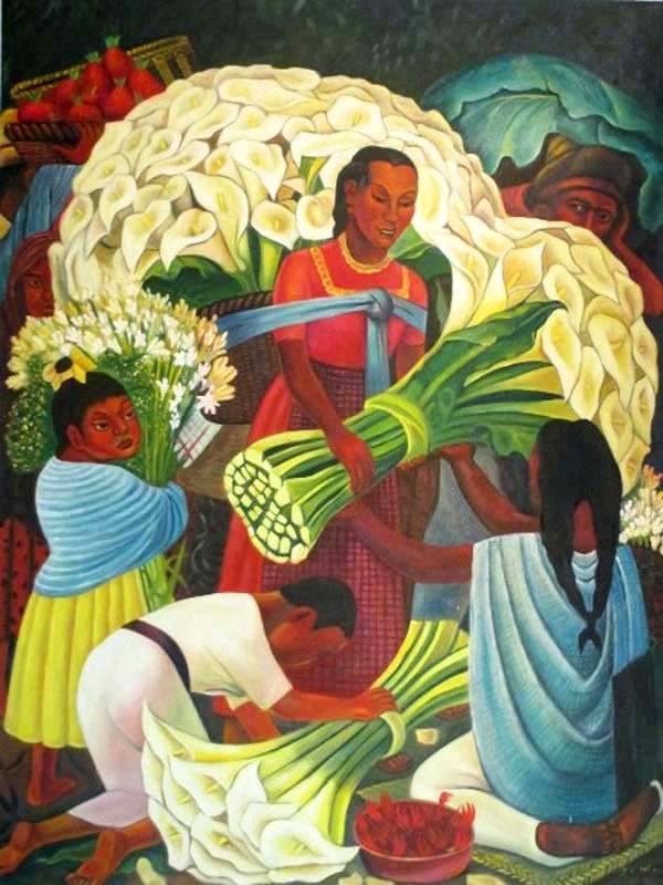 The flower vendor studying Diego Rivars, by JW