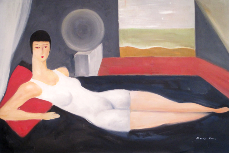Reclining Lady by Barry Liu (In the style of Ren&eacute; Magritte)