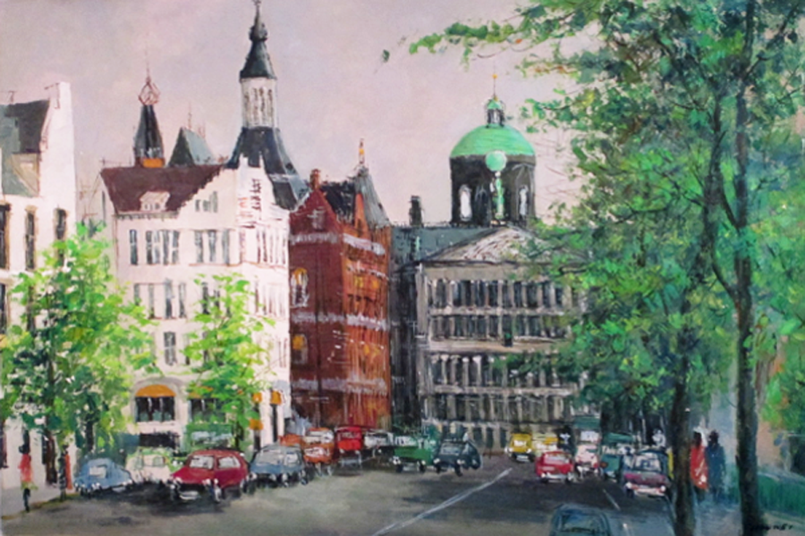An European town view,   by  Zhouwei 