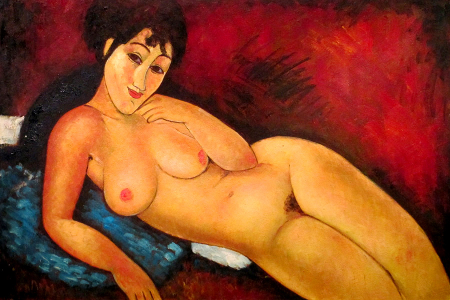 Nude On A Blue Cushion by Amedeo Modigliani (Reproduction)