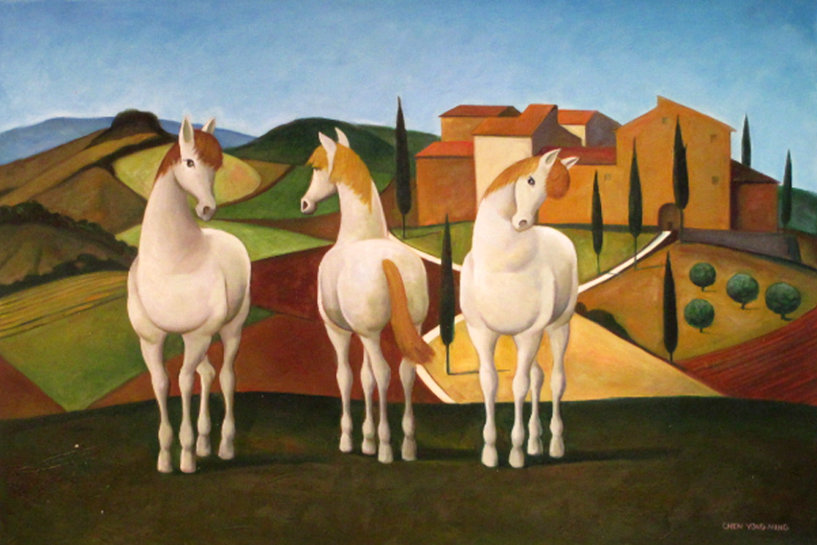  Three horses,  by Chen Y.M.