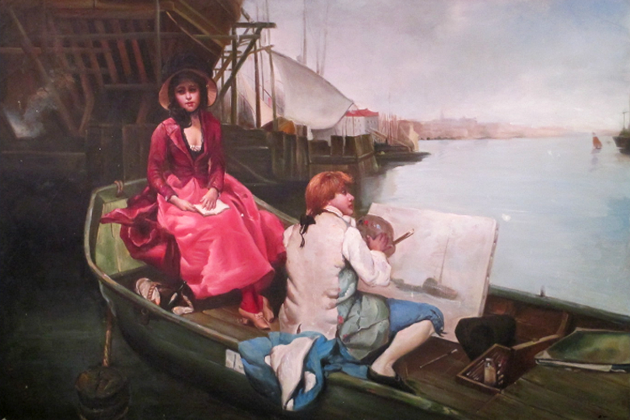 Studying old painting 