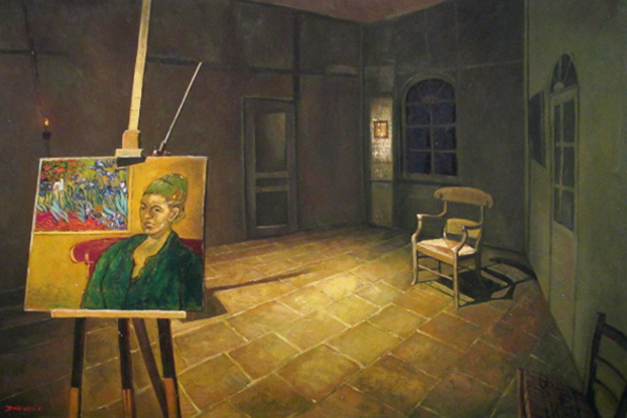 A painting on easel
