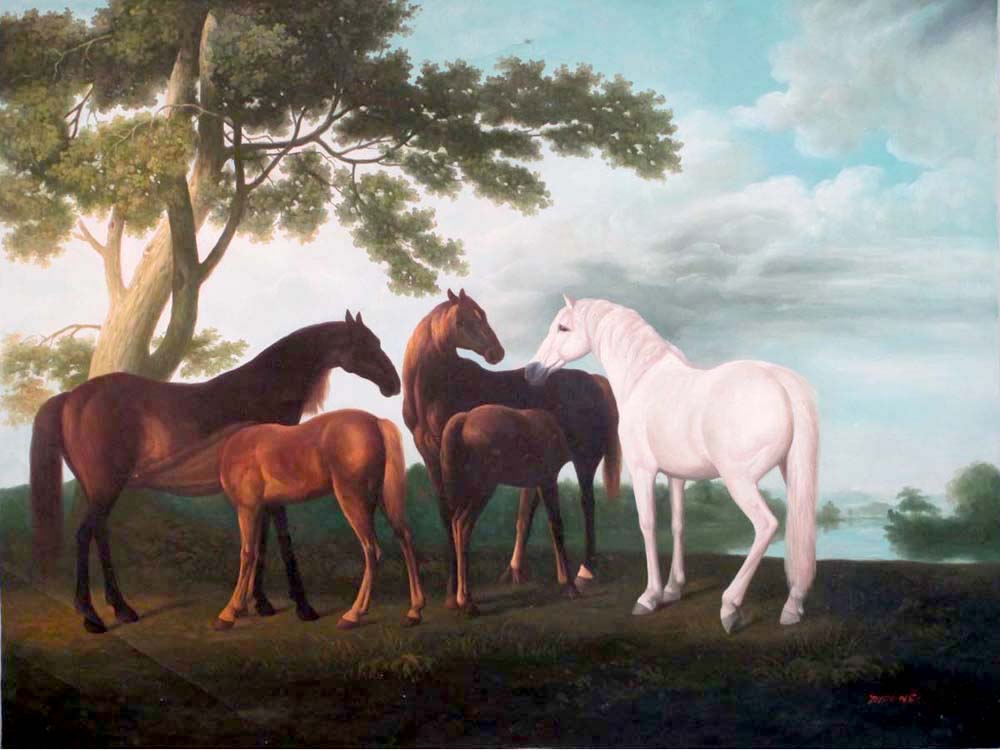 Horses studying old painting , by  Zhouwei 